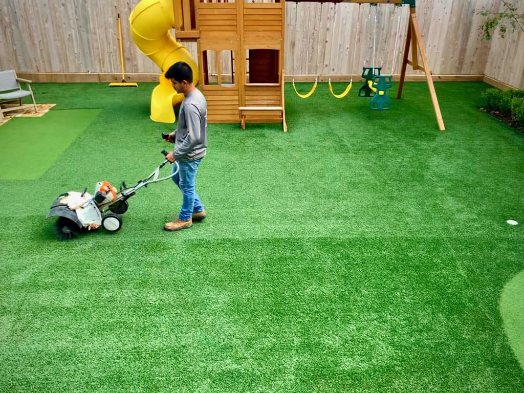 Residential artificial turf installation Houston